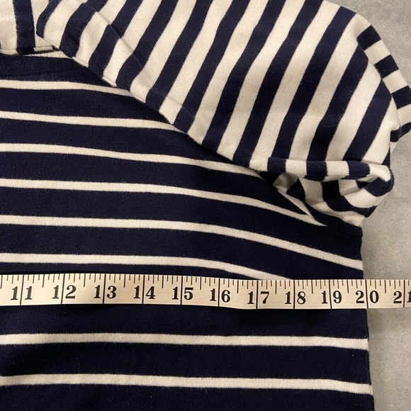 J. Crew Size M Navy Blue White Stripe Cotton Long Sleeve Pullover Shirt Dress - Picture 11 of 11